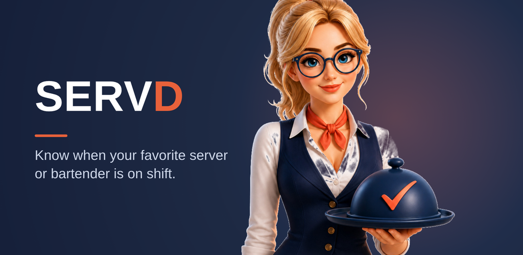 SERVD server holding a covered serving tray